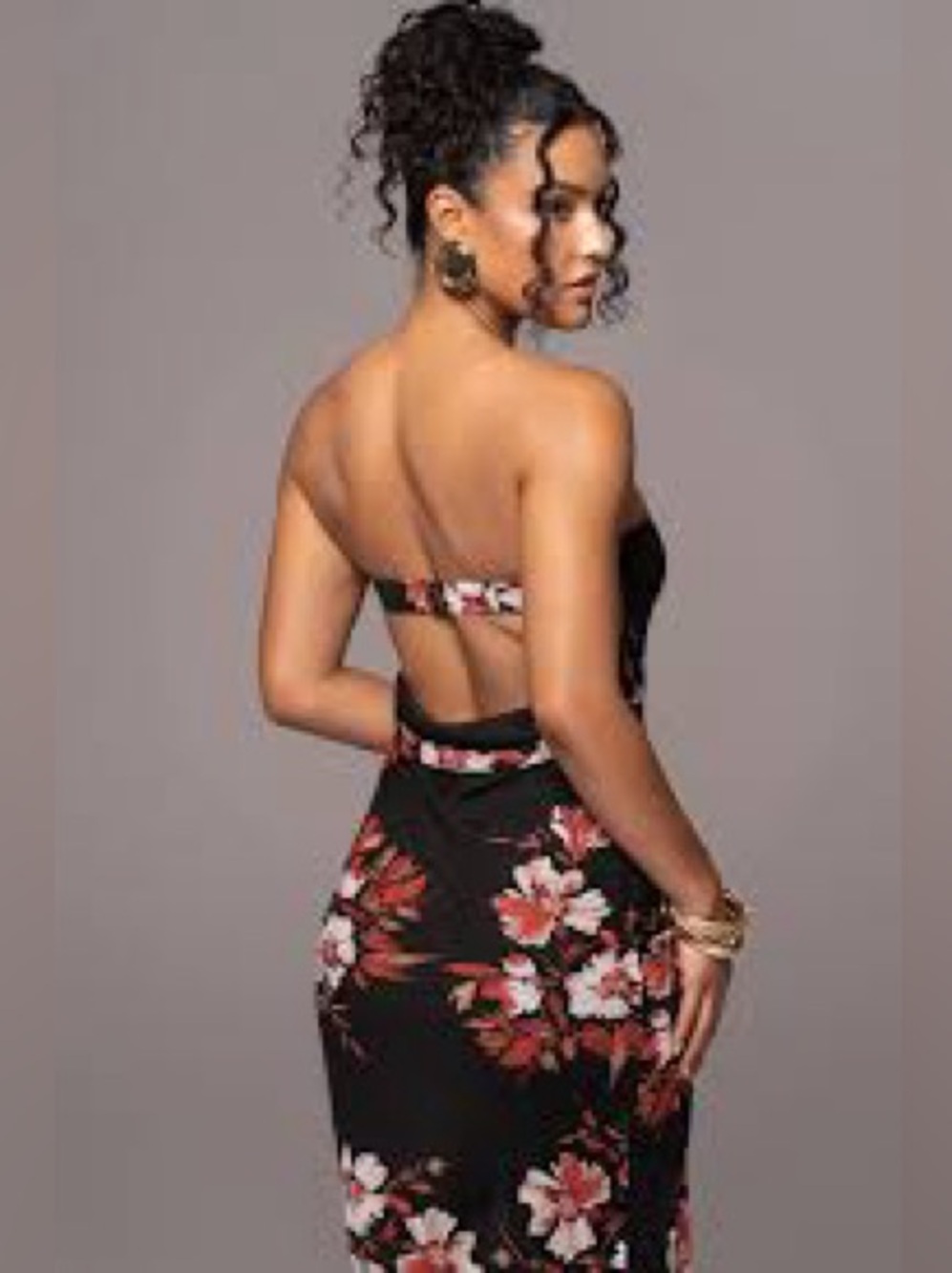 Red Floral Break Free Strapless Maxi Dress